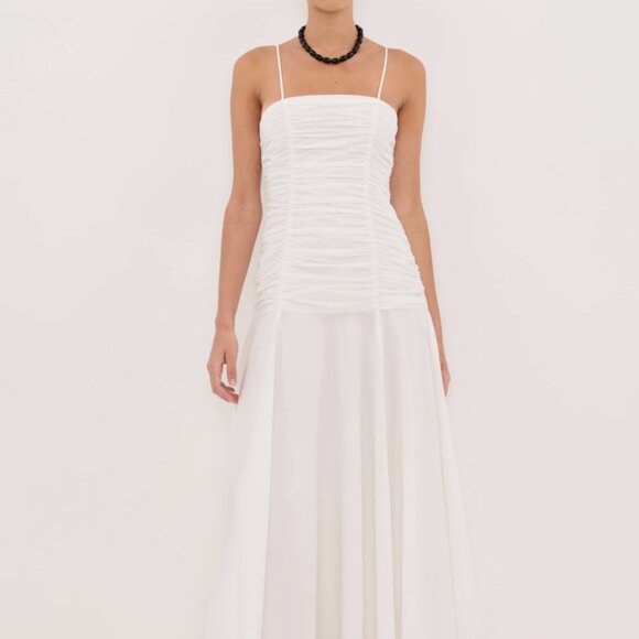 Cara White Sleeveless Cotton Midi Dress - Picture 7 of 9